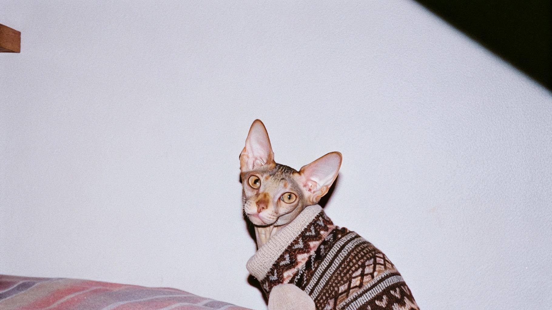 This stylish feline is rocking its "I survived the great snowstorm of '22" sweater, proudly sporting the title of "Snowsurvivor Supreme." After braving the coldest winter in decades, this intrepid kitty emerged unscathed from the icy grip of Mother Nature, earning its rightful place as a true hero among whiskered warriors. And now, it's basking in the warmth and admiration of all who lay eyes on its dashing ensemble.