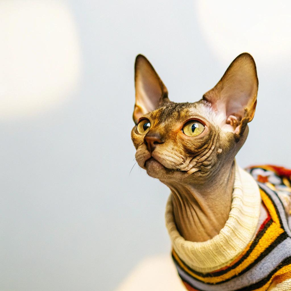 This stylish feline is donning a vibrant, multicolored sweater that's sure to turn heads at any cat cafe or neighborhood gathering. The sweater proudly proclaims "World's Okayest Cat," a testament to its owner's clever sense of humor and lighthearted approach to life. It seems the cat earned this title not for being the best hunter or cuddliest companion, but rather for its ability to always land on its feet - even when it comes to embarrassing itself in front of guests at family gatherings. Despite a few mishaps here and there, this lovable kitty has won over everyone's hearts with its goofy antics and adorable sweater, cementing its status as the "Okayest Cat" in town.