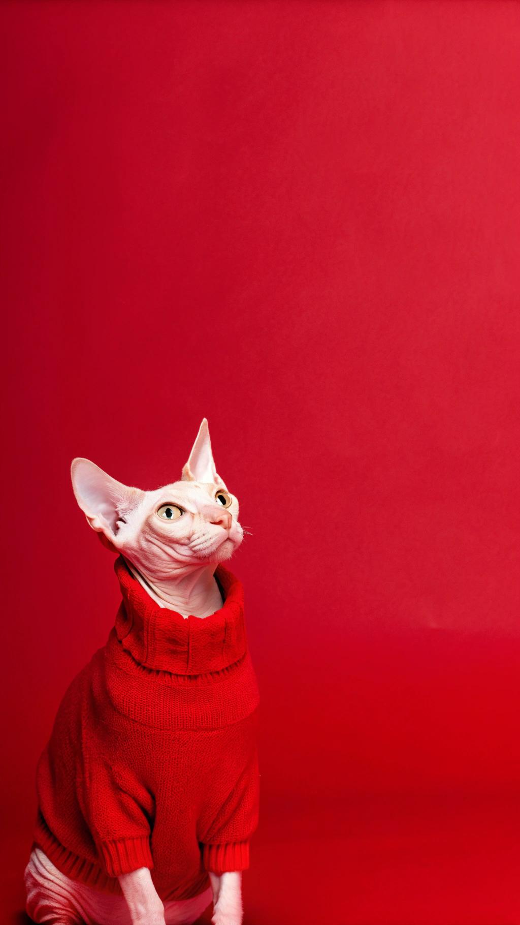 This dapper feline dons a vibrant red turtleneck sweater, a testament to its distinguished career as a renowned fashion model. With a knack for striking poses and showcasing the latest in cat couture, this whiskered sensation has graced the covers of numerous high-end pet publications and strutting down catwalks around the globe.

As an industry favorite, it's no wonder that even the most discerning designers vie to dress their prized possessions in ensembles carefully curated by its discerning tastes. And with a wardrobe full of bespoke creations from the world's top fashion houses, this stylish kitty is sure to remain at the forefront of feline fashion for years to come.