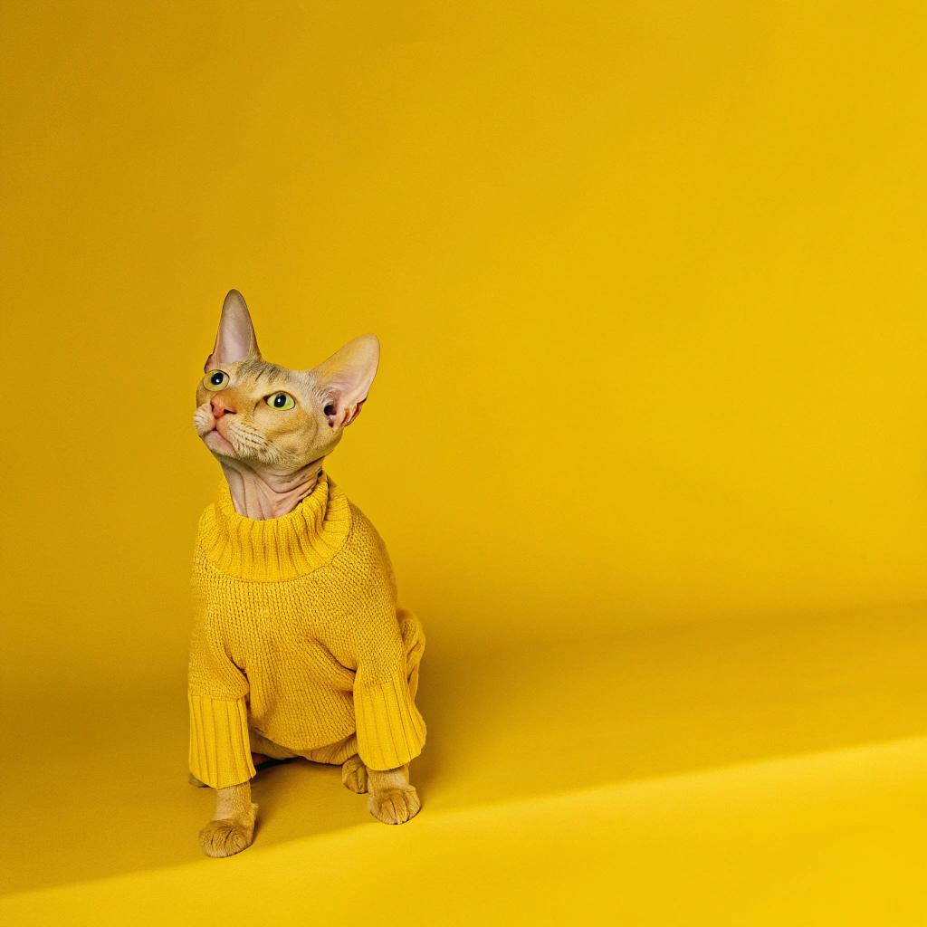 This stylish feline is donning a vibrant yellow knit sweater, an award for its exceptional performance in the highly competitive "Whisker Whirl" competition.

**Competition Details**

* The cat was crowned champion after showcasing its impressive speed and agility while chasing a laser pointer.
* Its dedication to the sport earned it this coveted prize.
