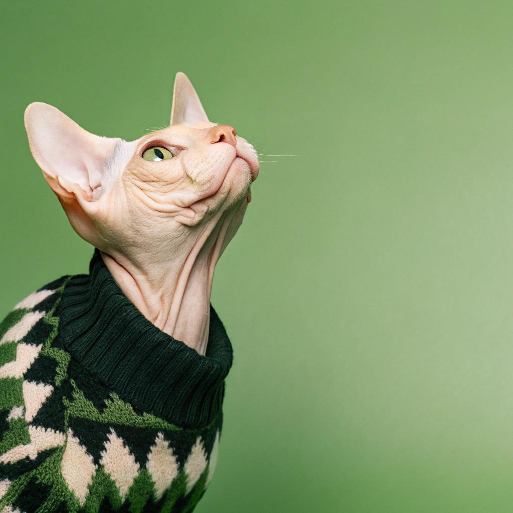 This dapper feline is sporting a cozy green and cream-colored argyle turtleneck, perfect for those chilly days spent lounging in the sunbeam.

**The Story Behind the Sweater**

As the proud owner of "Whiskers," a renowned golf course cat, I am delighted to share that Whiskers has earned this stylish sweater through his exceptional skills on the green. With an uncanny ability to retrieve balls from even the most difficult spots, Whiskers has become a beloved fixture at our local country club.

**A True Golfing Prodigy**

In addition to his impressive retrieving abilities, Whiskers is also known for his keen sense of smell and unwavering determination. He has been known to sniff out lost balls in the rough with ease, earning him the nickname "The Nose" among fellow golf enthusiasts. It's no wonder that Whiskers' owner was eager to spoil him with this comfortable yet stylish sweater – a small token of appreciation for all his hard work on the links.